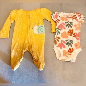 Carter's Yellow Polka Dot Snail Footed One-Piece